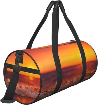Спортивна сумка, дорожня сумка, сумка на ніч з принтом Морський захід та хвилі, чорна, універсальний розмір, сумка для подорожей