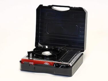 Промислова кемпінгова плита ROTHENBERGER PREMIUM, включаючи 4 газові картриджі включаючи футляр для перенесення Газова плита з 1 конфоркою, кемпінговий картридж для каструль 12-26 см Premium, включаючи 4 газові картриджі