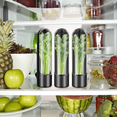 Набір із 6 контейнерів для трав для дверцят холодильника Зберігає свіжість коріандру, мяти та спаржі в 3 рази довше Преміальний контейнер для трав та горщик для спаржі з резервуаром для води для коріандру, петрушки (без BPA, висота 24,5 см)