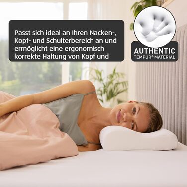 Подушка для сну TEMPUR Original з піни з ефектом пам&39яті, ергономічна подушка для підтримки шиї для сну на боці та спині, жорстка, розмір M (61 x 31 x 10/7), біла