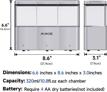 Дозатор мила для душу для ванної кімнати, автоматичний дозатор мила 3 x 320 мл для настінного кріплення, пластиковий дозатор мила