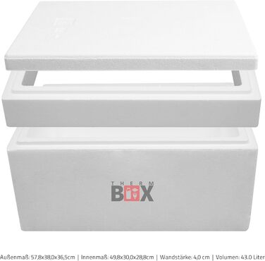 Модульна коробка THERM BOX від 14 л до 43 л, що розширюється, різних розмірів, пінопластова коробка-холодильник, коробка з підігрівом, багаторазова, 43M - 43 л