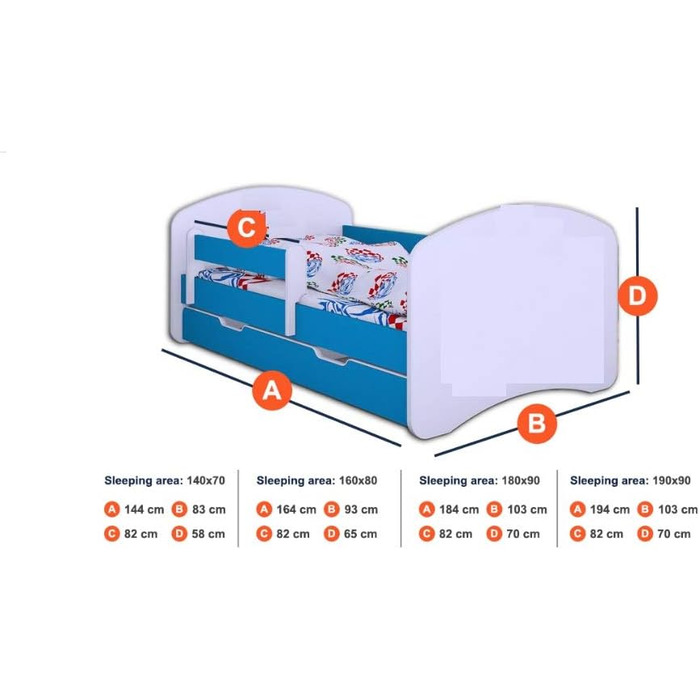 Дитяче ліжко BDW Super Dogs - Дитяче ліжко з матрацом та шухлядою - Зручне та міцне ліжко із захистом від падіння - Дитяча кімната - Рожевий (Дизайн 3) - 160x80 см