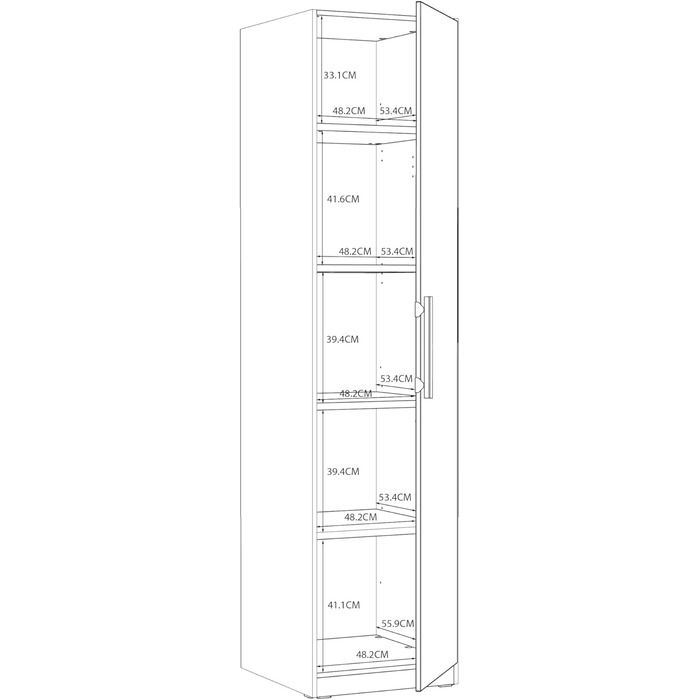 Шафа 50 55, маленька шафа, вузька шафа для передпокою, вішалка для пальто, шафа з орними дверима, 1-дверна з полицями, декор дерева дуб Сонома, 51 см завширшки x 213 см заввишки x 59 см завглибшки, дубова шафа для передпокою