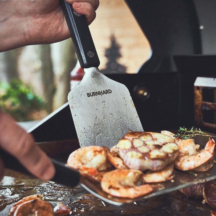 Лопатка для гриля та скребок для гриля BURNHARD, набір 2 шт. з перевертачем бургерів, інструментами для гриля з нержавіючої сталі,