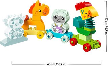 Конструктор LEGO DUPLO Потяг із тваринами, 19 деталей