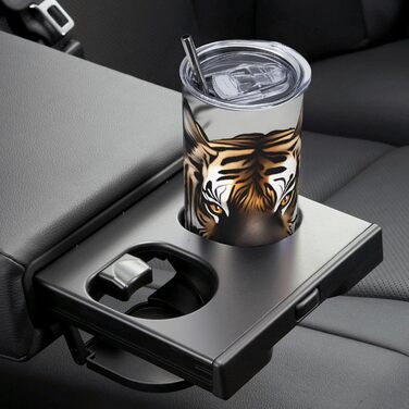 Кружка з прямою трубочкою, дизайн Тигр у спокої, з принтом, підходить для кемпінгу, офісу та дому, 590 мл