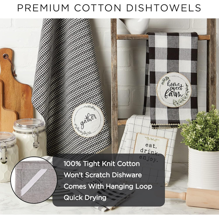 Колекція чайних рушників DII Happy Halloween, оздоблена бавовна, набір кухонних рушників, 45,7 х 71,1 см, дамаск з черепом/будинок