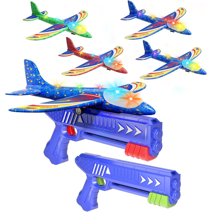 Іграшка-літак Doloowee, 3 пінопластові літаки з катапультою, іграшкова іграшка для дітей віком від 4 років, подарунок для хлопчиків та дівчаток 4, 5, 6, 7, 8, 9, 10 років, світло-блакитний