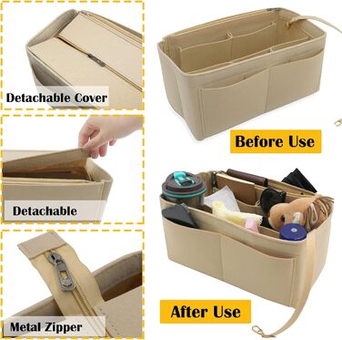 Органайзер для сумок Heavyoff для жінок, повстяні сумки Внутрішні сумки Багатофункціональні сумки Сумка для покупок з брелоком зел