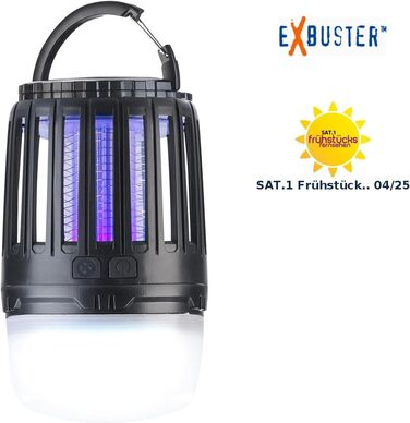 Ліхтар від комарів Exbuster УФ-засіб від комах 2-в-1 та кемпінговий ліхтар з акумуляторною батареєю, регульованою яскравістю, USB (кемпінговий ліхтар від комарів, лампа від комарів, настільна лампа на батарейках)