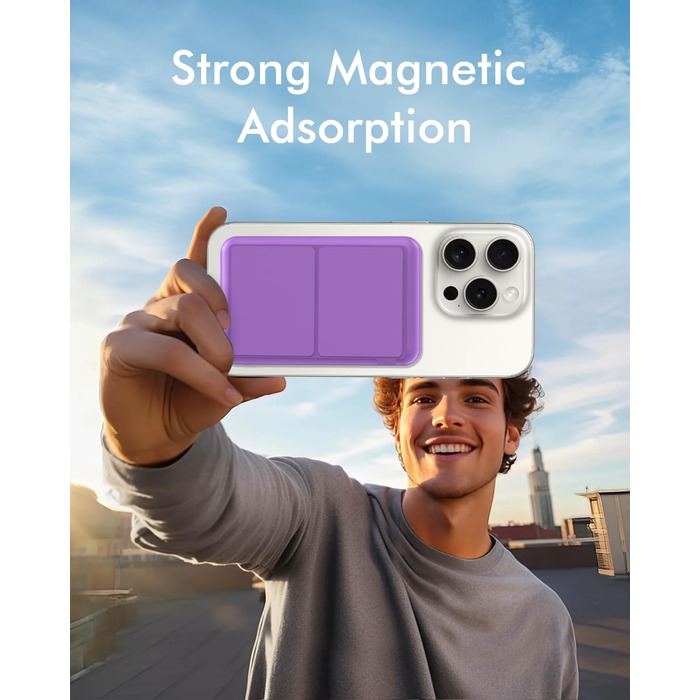 Для Magsafe powerbank, Powerbank 10000mah Foldable Magnetic Power Bank PD 22.5W Fast Charging with LED Display Compatible with Mag-Safe for iPhone 16/15/14/13/12 Pro Max/Pro/Plus-Purple