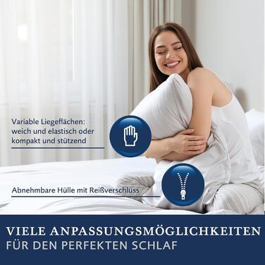 Підтримуюча подушка для шиї Billerbeck Novum - Подушка для шиї приблизно 40 x 80 см - Подушка з індивідуальним регулюванням висоти та 3-шаровою конструкцією