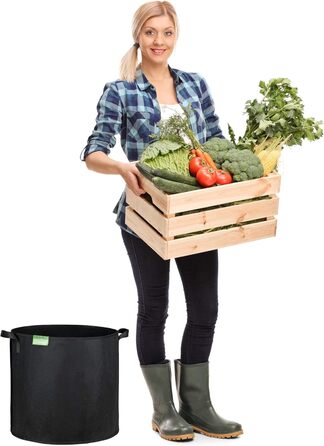 Мішки для рослин GardenMate з нетканого матеріалу об&39ємом 5 x 60 л, Ø45,5 см, висота 40 см - Blackline 5 x 60 літрів (D45,5xH40 см) Blackline