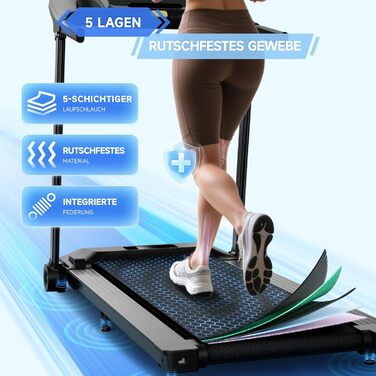 Складана бігова доріжка для домашнього використання - Електрична складна бігова доріжка 12 км/год, 2,5 к.с. Надтихий, складна настільна бігова доріжка, складна підкладка для ходьби для дому та офісу Avnbdao