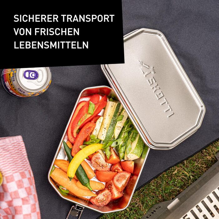 Ланч-бокс SKOTTI Boks 1.0L, нержавіюча сталь, штабелюється та герметичний, також використовується як каструля або сковорідка, ланч-бокс з нержавіючої сталі для дорослих та дітей, ідеально підходить як ланч-бокс 1.0 літр