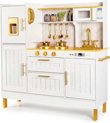 Сучасна дерев&39яна дитяча кухня Leomark з аксесуарами золото Стильна ігрова кухня з духовкою, мийкою та аксесуарами Дерев&39яна і