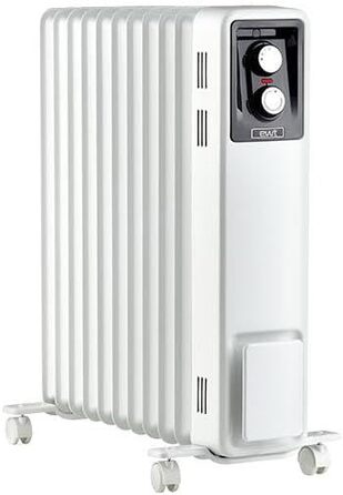 Допоміжний обігрівач для великих приміщень, включаючи 3 режими нагріву, мобільний завдяки колесам та заглибленим ручкам, обігрівач з ребристою конструкцією для рівномірного нагрівання, 2500 Вт, білий, 25M