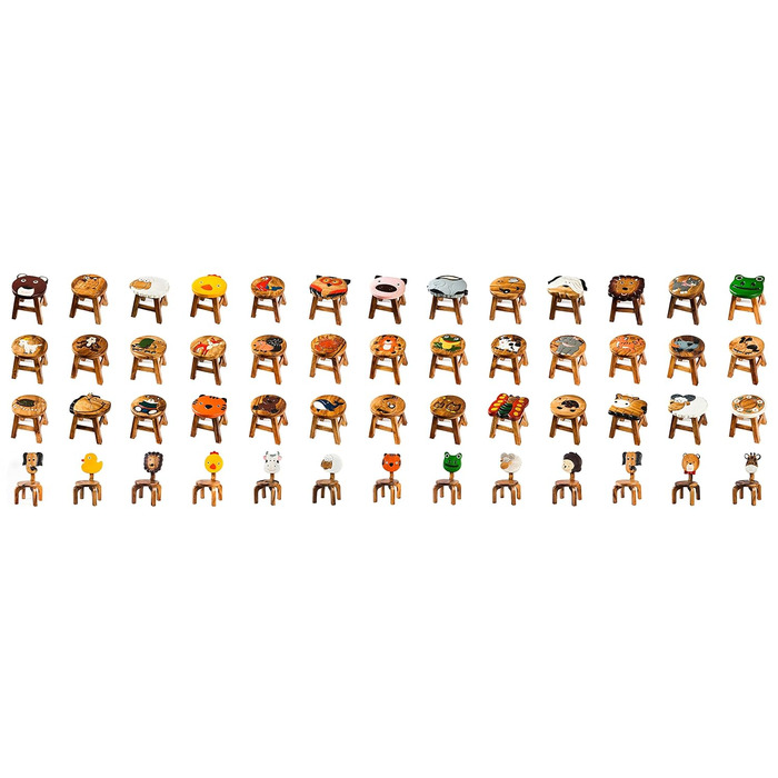 Дитячий стілець, табурет, дитячий стілець з масиву дерева з мотивом тварини кози, висота сидіння 25 см для нашої дитячої групи сид