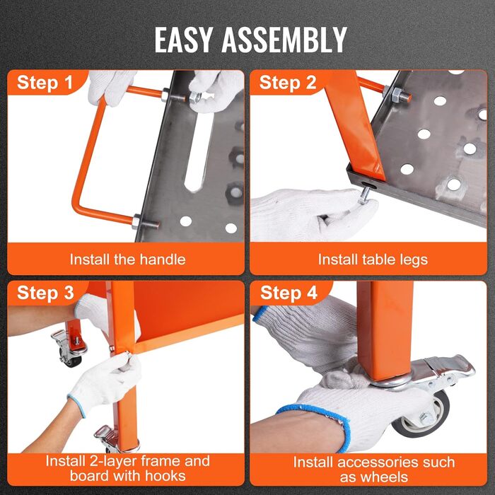 Мобільний зварювальний стіл VEVOR 91,4x45,7 см, зварювальний верстак, вантажопідйомність 544 кг, перфорований стіл, 94 отвори ( 1,6 см), верстат з вуглецевої сталі, зварювальний візок з колесами, 4 слоти для інструментів