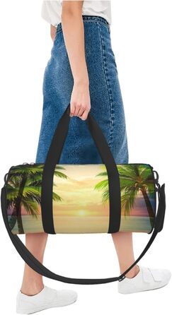 Спортивна сумка, дорожня сумка, пляжна сумка, принт Захід сонця, сумка на нічліг, чорна, універсальний розмір, сумка для подорожей