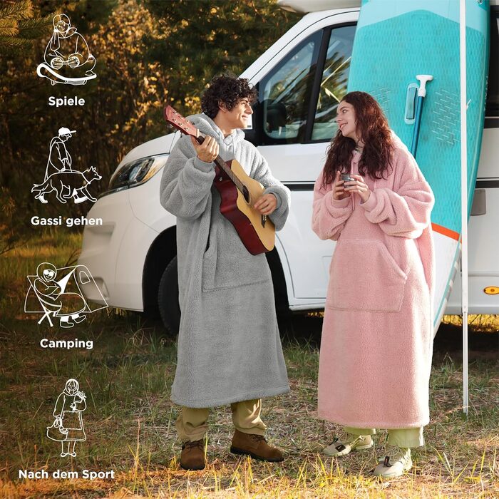 Ковдра з худі BEDSURE з рукавами - Затишний светр у подарунок для жінок - Носима ковдра для дорослих, Затишна ковдра з рукавами, Різдвяні подарунки для жінок, Дівчина, Рожевий 129x75 03 Рожевий