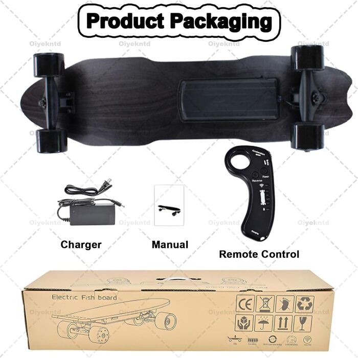 Електричний скейтборд з пультом дистанційного керування, водонепроникний лонгборд, 7-шаровий клен, запас ходу 15 км, максимальна швидкість 25 км/год, лонгборд для початківців C