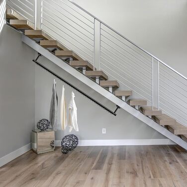 Стельова вішалка для одягу, вішалка для одягу під будь-яким кутом, вішалка для одягу, настінне кріплення, кутові стельові рішення для горищ, спалень, під сходами, місце для зберігання, чорний