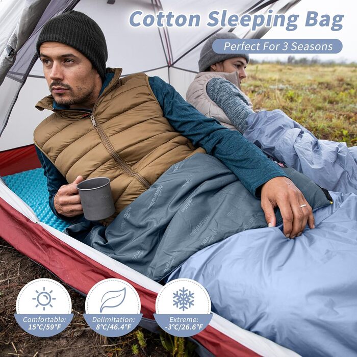 Міні-спальний мішок Naturehike Ultralight, малий, 680/760 г, 3 сезони, 190x75/205x85 см, для піших прогулянок, походів, кемпінгу при температурі приблизно 15C, синій-XL