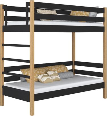 Двоярусне ліжко N-wood N03, дитяче ліжко 120х180 см, для 2 дітей, 2 сторони для складання сходів Ліва або права, Безпечні закругле