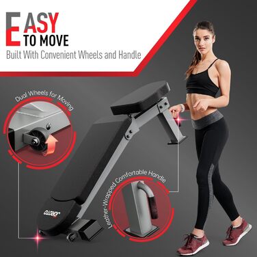 Силова лава преміум-класу JOROTO Практична фітнес-лава, підходить як похила та горизонтальна лава, лава для жиму лежачи для тренування всього тіла MD80, складна плоска регульована лава для живота