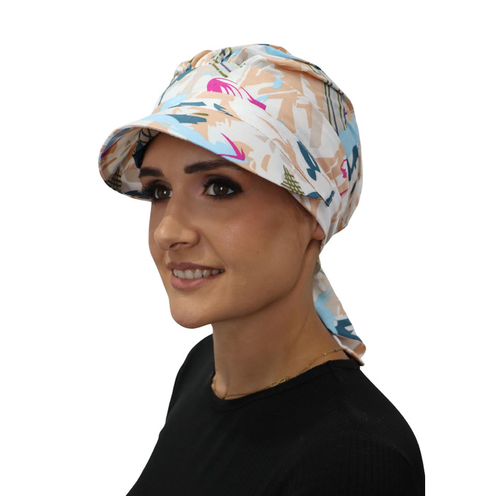 Головний убір Deresina, шарф-козир, шапка, хіміотерапевтичний головний убір для літа, захист від сонця, бавовняні шарфи, головний убір від випадіння волосся, повне покриття голови, м&39який, легкий, нековзний, складний, кремова кольорова палітра