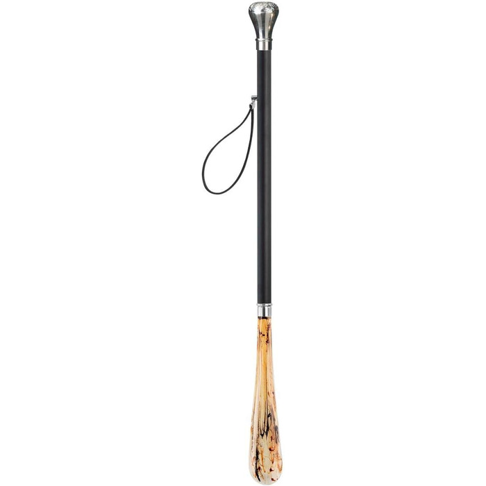 Дизайнерський ріжок для взуття 70 см зі сріблястою ручкою в якості ручки, чорний дерев'яний стрижень