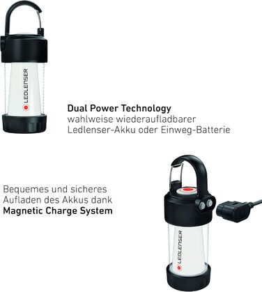 Ліхтар Ledlenser ML4, вуличний, кемпінговий, 300 люмен, час горіння 45 годин, перезаряджається, включно з акумулятором і магнітним кабелем для зарядки