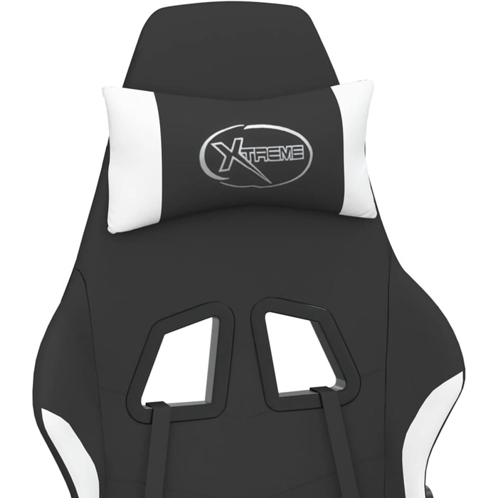 Ергономічне ігрове крісло з регульованою спинкою та колесами - Чорно-біле Модель 3143719