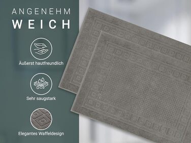 Комплект килимків для ванної ZOLLNER з 2 предметів, 50x70 см - м&39який та вбираючий вафельний візерунок сірого кольору - можна прати до 60C - бавовна - готельна якість - сертифікований Oeko-Tex, антрацит, 2 килимки для ванної