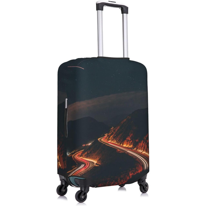Чохол для валізи Нічне місто з принтом, еластичний захист від подряпин та пилу для подорожей, чорний, розмір 80