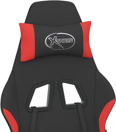 Геймерське крісло з функцією масажу, чорно-червона тканина, регульована спинка та висота, поворот на 360 градусів, повітропроникний чохол, ергономічна опора, 37 x 50 см (Ш x Г), червоний