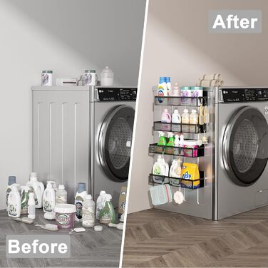 Магнітна полиця для спецій для холодильника, магнітна полиця на 4 шт., магнітний органайзер для холодильника з 8 рухомими гачками, магнітна полиця для холодильника для організації та зберігання на кухні (4 шт.)