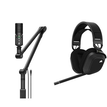 Стрімінговий набір Sennheiser Profile з USB-мікрофоном та бездротовою ігровою гарнітурою Corsair HS80 RGB Multiplatform Dolby Atmos, всеспрямований мікрофон, сумісність з iCUE PC, Mac, PS5, PS4 Carbon