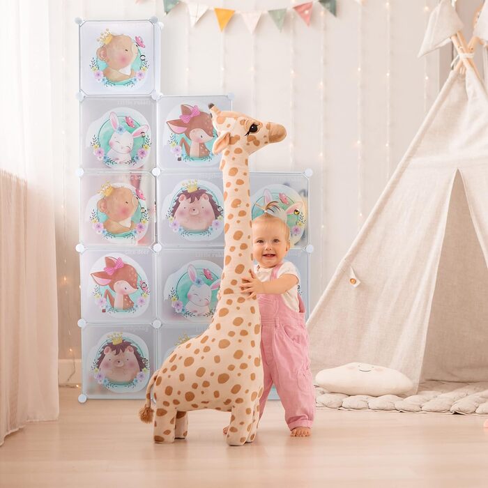 Дитячий стелаж Relaxdays, 2 вішалки для одягу, дверцята з тваринками, ВхШхГ 145x110x37 см, дитяча шафа зроби сам, білий