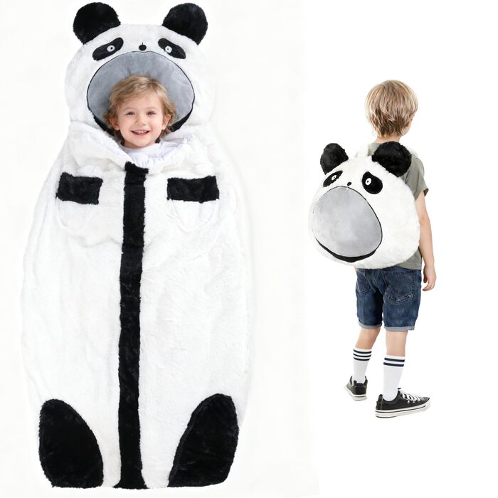 Дитячий спальний мішок 178 x 88 см, складний, дитячий спальний мішок з подушкою та блискавкою, м&39який теплий, багатофункціональний, ковдра для дитячого садка, спальний мішок чорно-білий