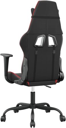 Геймерське крісло, чорно-червона штучна шкіра, з регульованою спинкою та висотою, офісне крісло з поворотом на 360 градусів, коліщатками для надійної стійкості та з міцного матеріалу, 37 x 45 см (Ш x Г), червоне
