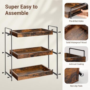 Знімна 3-рівнева кухонна полиця для спецій, сучасна полиця для душу, практичний дерев&39яний органайзер для зберігання у ванній кімнаті, багатофункціональна полиця під шафою, полиця для раковини