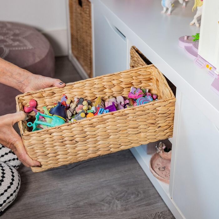 Кошик для зберігання речей у ванній кімнаті HMF, сплетений з водяного гіацинта та морської трави Набір з 2 шт. 38 x 15 x 14 см (2 шт. и)