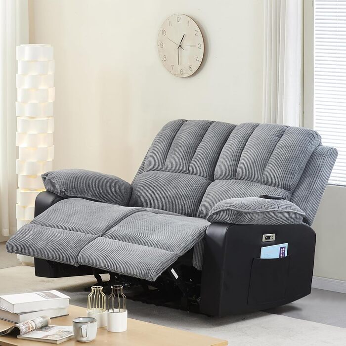 Заспокійливе масажне крісло LS для 2 осіб з підігрівом електричний розслабляючий диван для людей похилого віку, функція підігріву спини та ніг, ніжний масаж Шиацу, просте керування, вельветова тканина, 2 місця