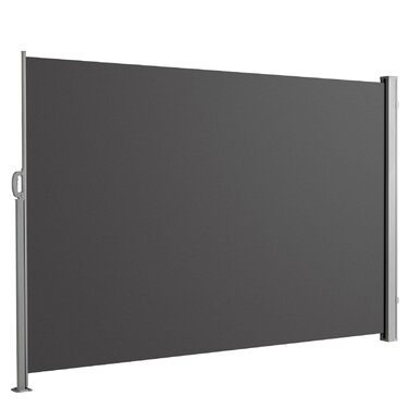 Алюмінієва бічна маркіз Floordirekt, 200x400 см, антрацит - розсувна для забезпечення приватності та захисту від сонця для балкону та тераси, поліестер 280 г/м (ПУ), захист від ультрафіолету UPF50, з кріпленням на землі 200 x 400 см, антрацит