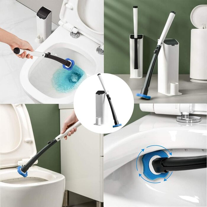 Набір одноразових щіток для туалету AnMelon з настінним кріпленням - Одноразова система очищення туалету з 16 змінними насадками д