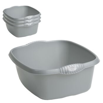 Сірі прямокутні миски об&39ємом 9 літрів - 32x32x15 см - Миска для умивання, миска для миття посуду, миска для води, безпечні для харчових продуктів - Пластикова раковина, умивальник, ванна, коробка - Миска для миття посуду для кемпінгу - Пластикова миска