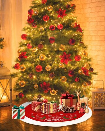 Спідниця для ялинки із візерунком сніжинок та написом "Веселого Різдва" 122 см SOBEAU